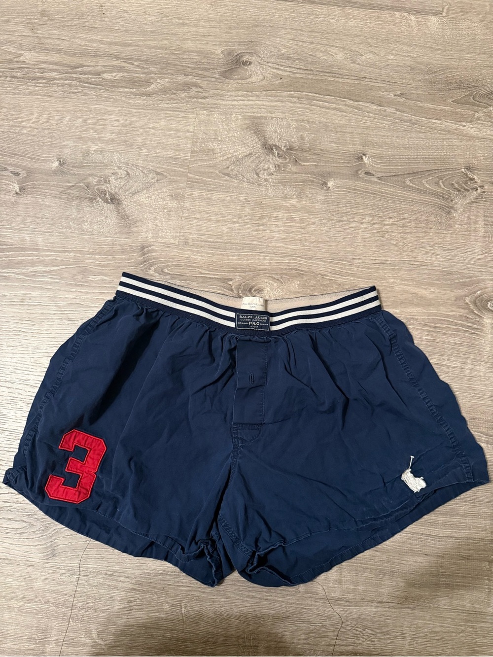 Polo by Ralph Lauren Navy Athletic Shorts with Red Patch